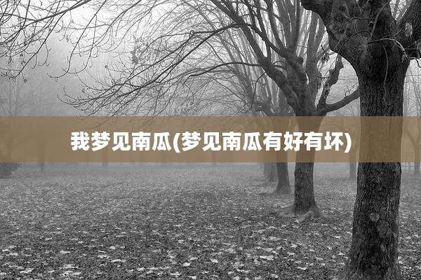 我梦见南瓜(梦见南瓜有好有坏)