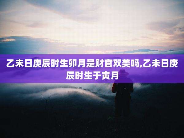 乙未日庚辰时生卯月是财官双美吗,乙未日庚辰时生于寅月