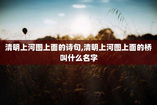 清明上河图上面的诗句,清明上河图上面的桥叫什么名字