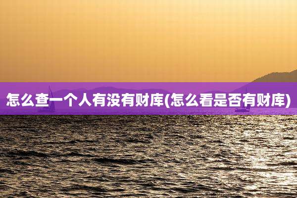 怎么查一个人有没有财库(怎么看是否有财库)