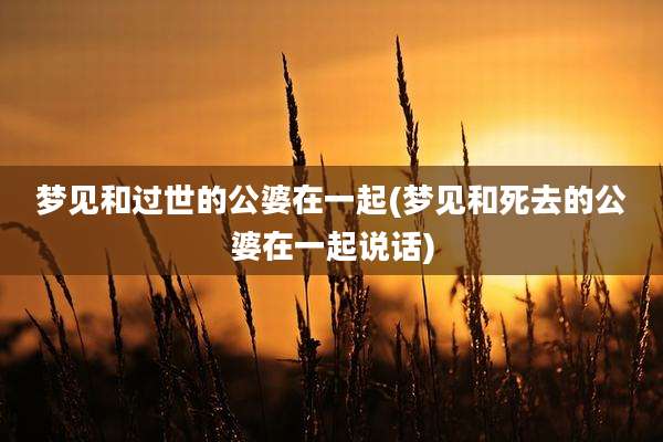 梦见和过世的公婆在一起(梦见和死去的公婆在一起说话)