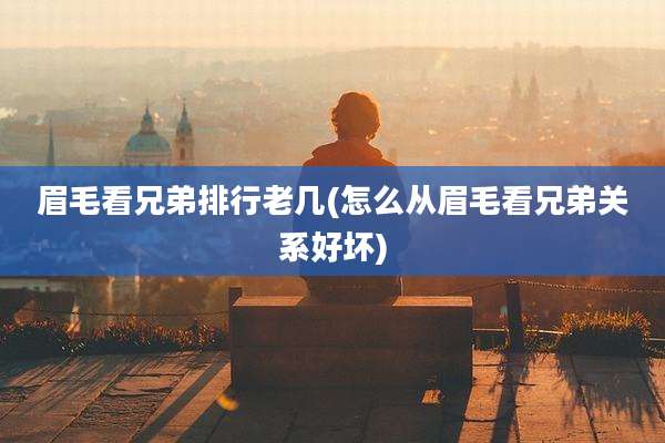 眉毛看兄弟排行老几(怎么从眉毛看兄弟关系好坏)