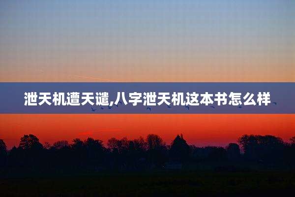泄天机遭天谴,八字泄天机这本书怎么样