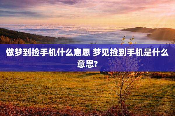 做梦到捡手机什么意思 梦见捡到手机是什么意思?
