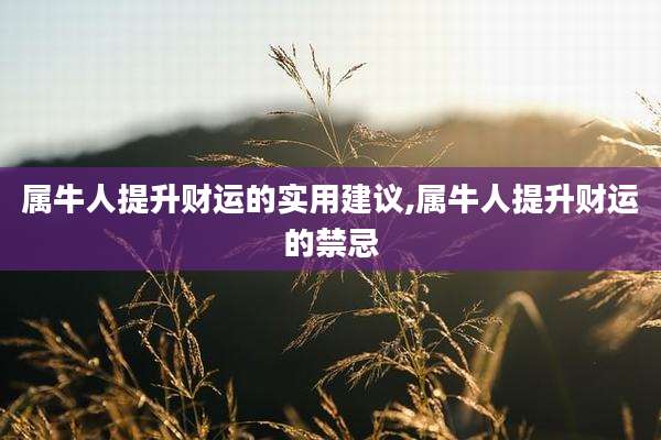属牛人提升财运的实用建议,属牛人提升财运的禁忌