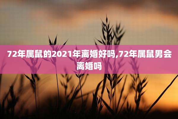72年属鼠的2021年离婚好吗,72年属鼠男会离婚吗