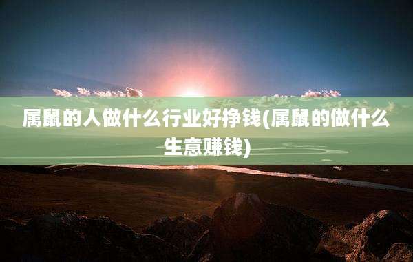 属鼠的人做什么行业好挣钱(属鼠的做什么生意赚钱)