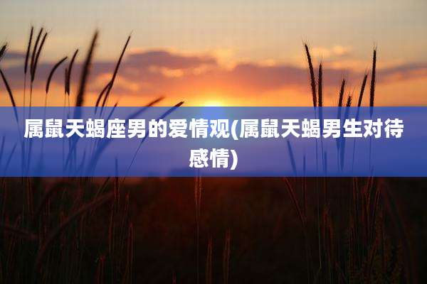 属鼠天蝎座男的爱情观(属鼠天蝎男生对待感情)