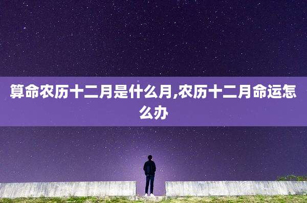 算命农历十二月是什么月,农历十二月命运怎么办