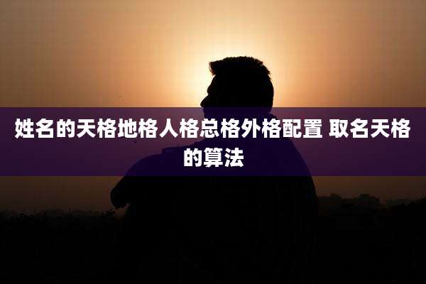 姓名的天格地格人格总格外格配置 取名天格的算法