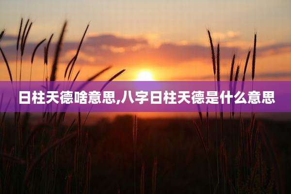 日柱天德啥意思,八字日柱天德是什么意思