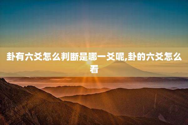 卦有六爻怎么判断是哪一爻呢,卦的六爻怎么看