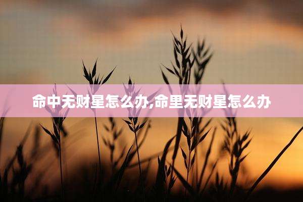 命中无财星怎么办,命里无财星怎么办