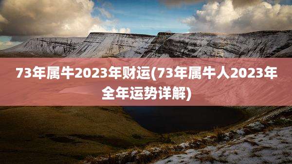 73年属牛2023年财运(73年属牛人2023年全年运势详解)