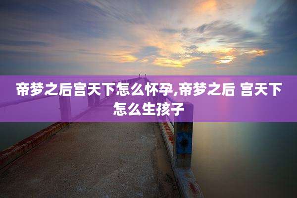 帝梦之后宫天下怎么怀孕,帝梦之后 宫天下怎么生孩子
