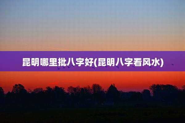 昆明哪里批八字好(昆明八字看风水)