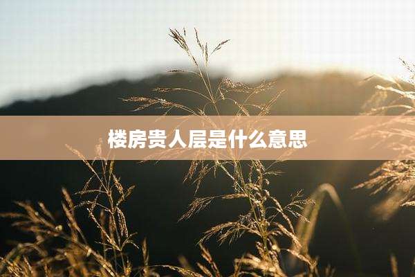 楼房贵人层是什么意思