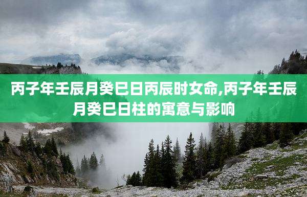 丙子年壬辰月癸巳日丙辰时女命,丙子年壬辰月癸巳日柱的寓意与影响