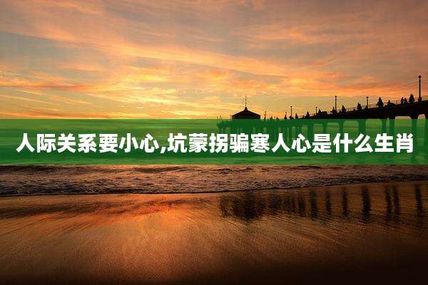 人际关系要小心,坑蒙拐骗寒人心是什么生肖