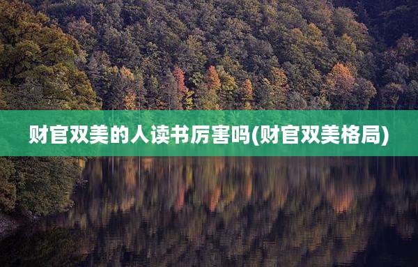 财官双美的人读书厉害吗(财官双美格局)