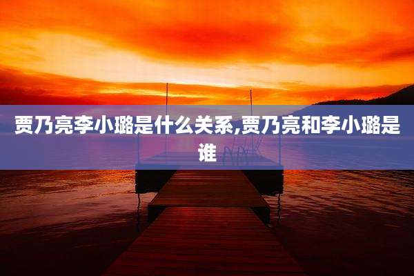 贾乃亮李小璐是什么关系,贾乃亮和李小璐是谁