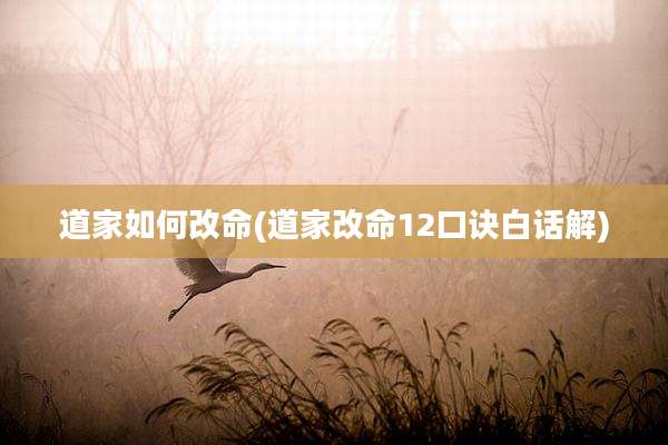 道家如何改命(道家改命12口诀白话解)