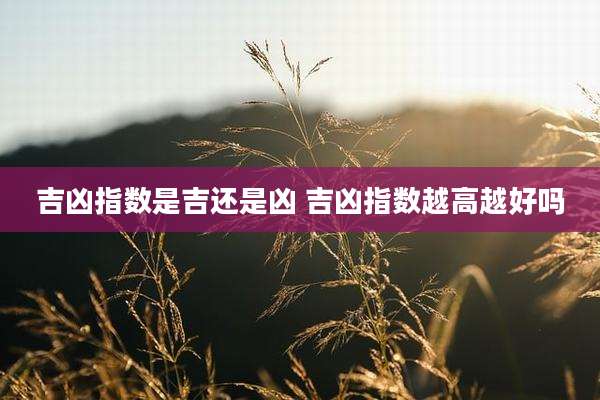 吉凶指数是吉还是凶 吉凶指数越高越好吗