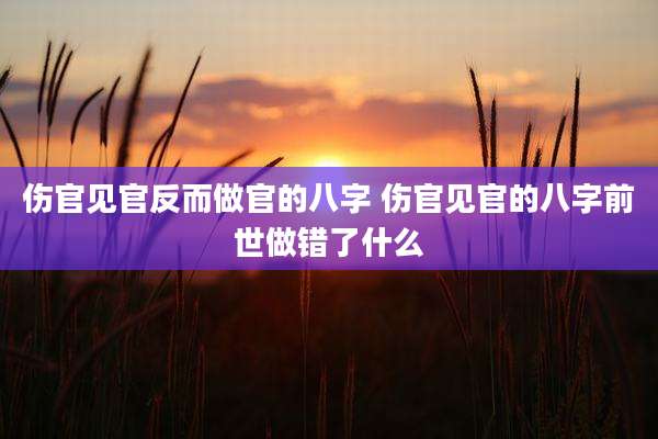 伤官见官反而做官的八字 伤官见官的八字前世做错了什么