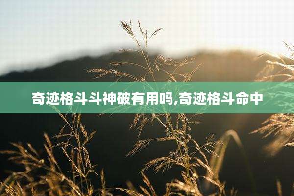 奇迹格斗斗神破有用吗,奇迹格斗命中