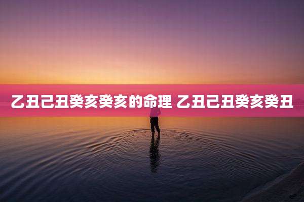 乙丑己丑癸亥癸亥的命理 乙丑己丑癸亥癸丑