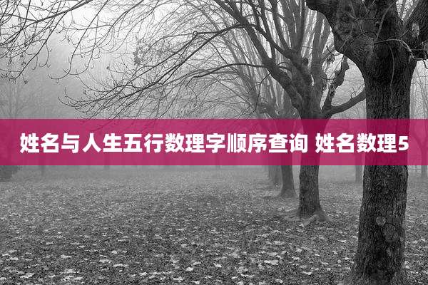 姓名与人生五行数理字顺序查询 姓名数理5