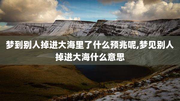 梦到别人掉进大海里了什么预兆呢,梦见别人掉进大海什么意思