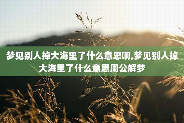 梦见别人掉大海里了什么意思啊,梦见别人掉大海里了什么意思周公解梦