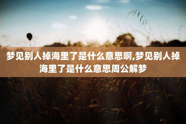 梦见别人掉海里了是什么意思啊,梦见别人掉海里了是什么意思周公解梦
