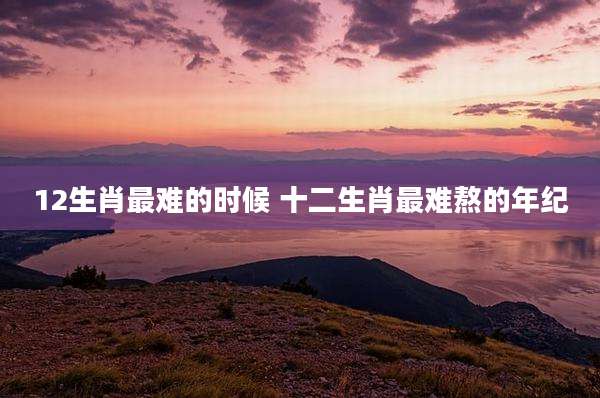 12生肖最难的时候 十二生肖最难熬的年纪