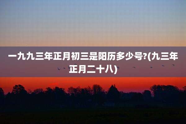 一九九三年正月初三是阳历多少号?(九三年正月二十八)