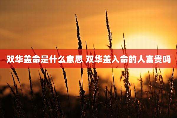 双华盖命是什么意思 双华盖入命的人富贵吗