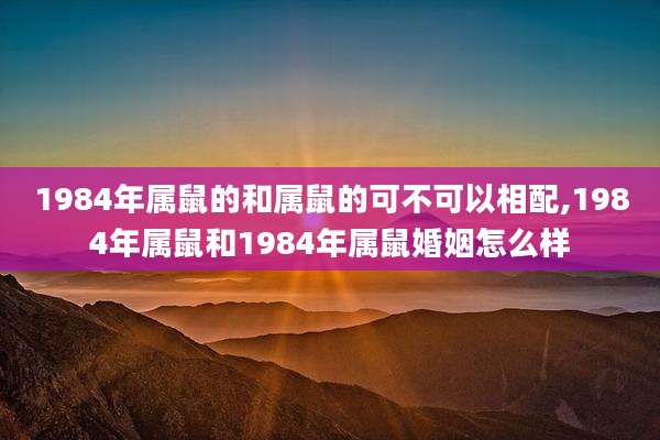 1984年属鼠的和属鼠的可不可以相配,1984年属鼠和1984年属鼠婚姻怎么样