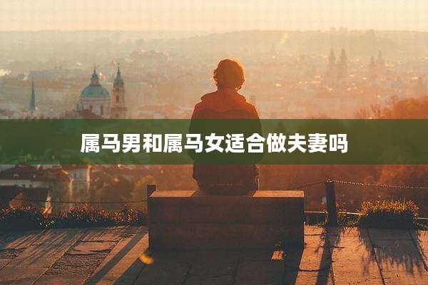 属马男和属马女适合做夫妻吗