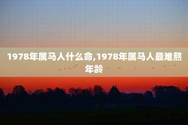 1978年属马人什么命,1978年属马人最难熬年龄