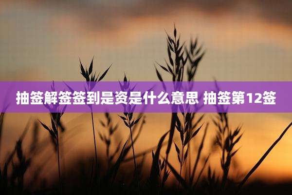 抽签解签签到是资是什么意思 抽签第12签