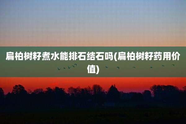 扁柏树籽煮水能排石结石吗(扁柏树籽药用价值)