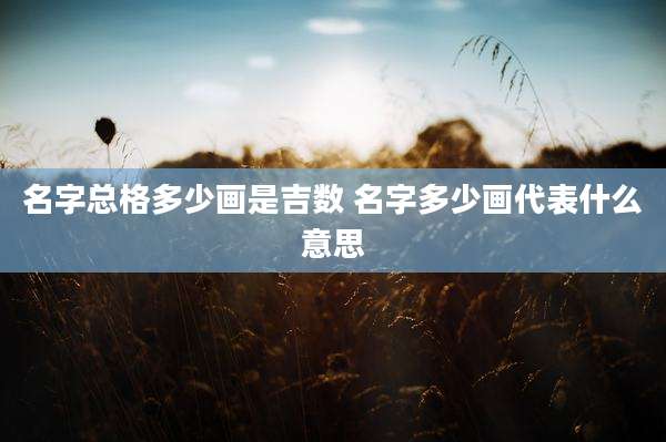 名字总格多少画是吉数 名字多少画代表什么意思