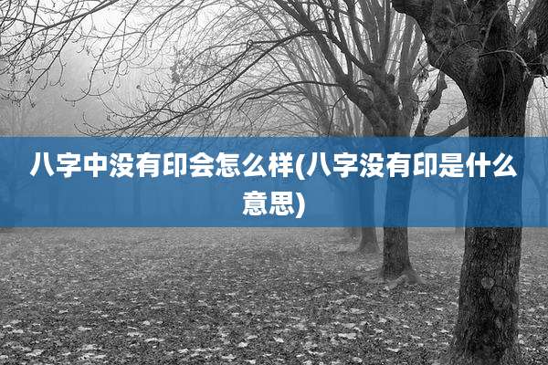八字中没有印会怎么样(八字没有印是什么意思)