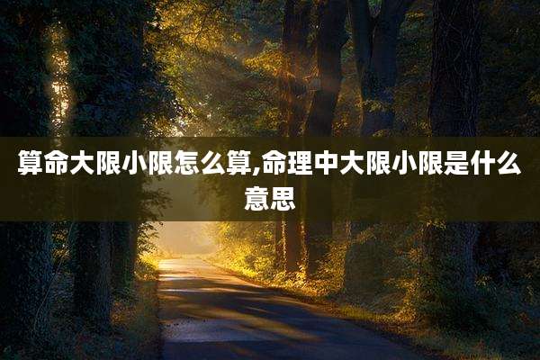 算命大限小限怎么算,命理中大限小限是什么意思