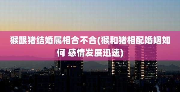 猴跟猪结婚属相合不合(猴和猪相配婚姻如何 感情发展迅速)