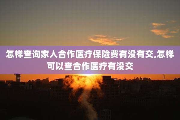 怎样查询家人合作医疗保险费有没有交,怎样可以查合作医疗有没交