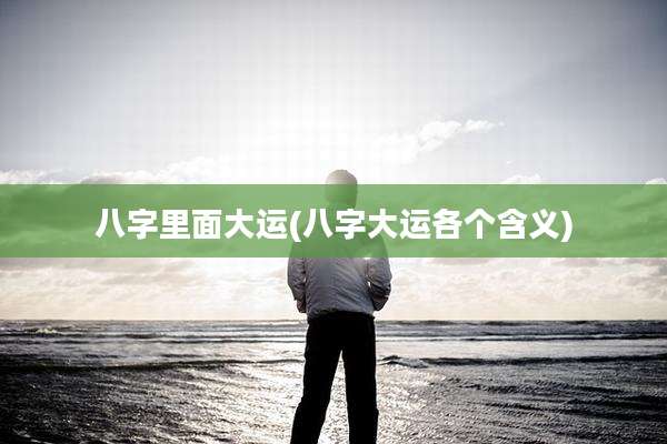 八字里面大运(八字大运各个含义)