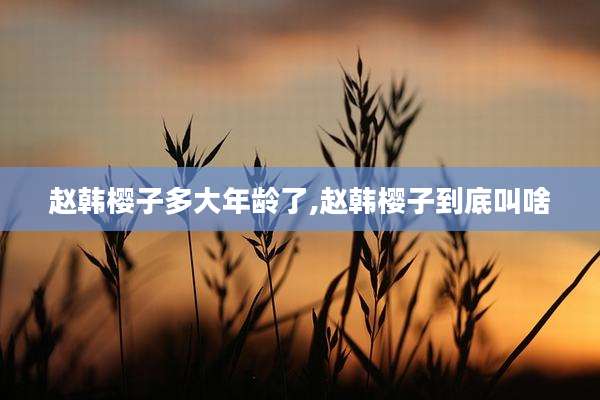 赵韩樱子多大年龄了,赵韩樱子到底叫啥