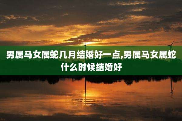 男属马女属蛇几月结婚好一点,男属马女属蛇什么时候结婚好